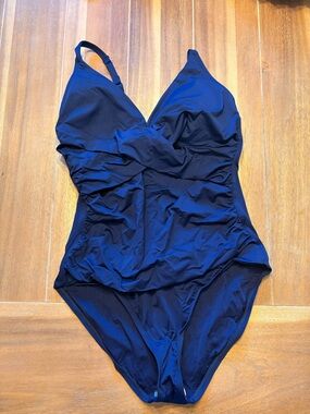 Tommy Bahama Deep Navy Ruched One-Piece Swimsuit